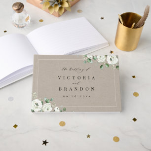 Livre D'or Eucalyptus Verdure blanc floral rustique mariage