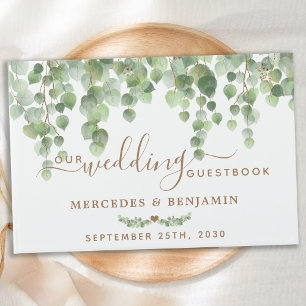 Livre D'or Eucalyptus Verdure Élégant Mariage Or