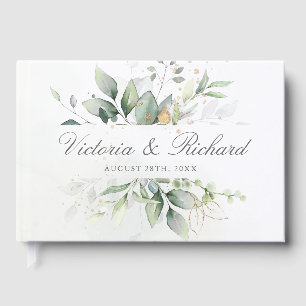 Livre D'or Eucalyptus Verdure Or Feuilles mariage élégant
