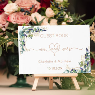 Livre D'or Eucalyptus verdure or rose m mme mariage