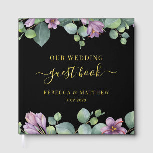 Livre D'or Eucalyptus Vert Purple Mariage Gold Foil