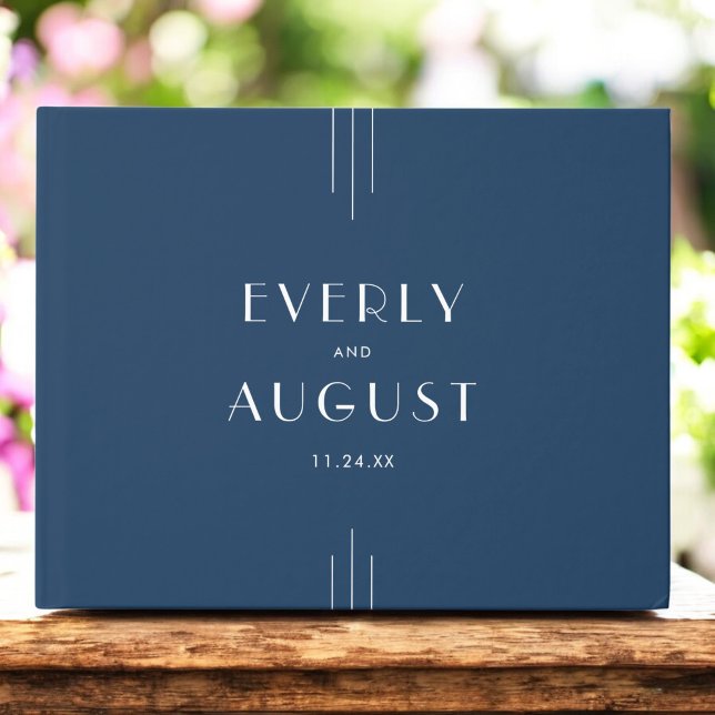 Livre D'or EVERLY Classic Modern Art Deco Navy Blue Wedding (EVERLY Classic Modern Art Deco Navy Blue Wedding Guest Book)