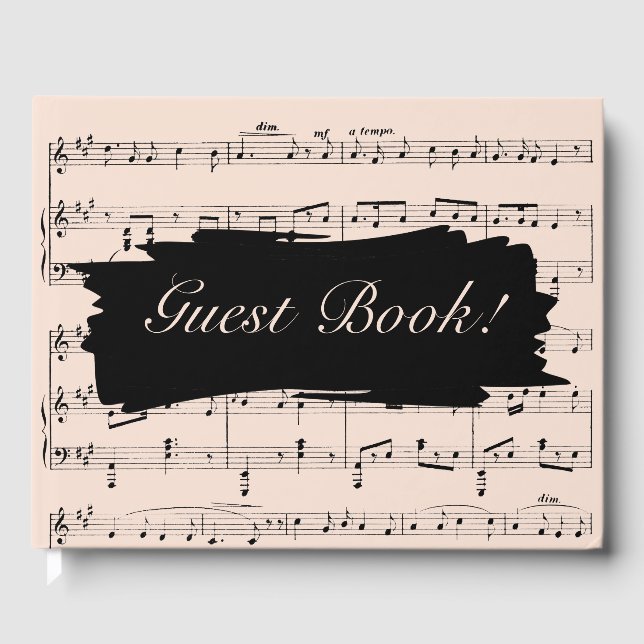 Livre D'or Faire-part de mariage de musique moderne Black and (Recto)