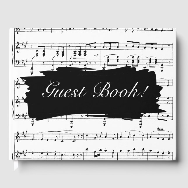 Livre D'or Faire-part de mariage moderne de musique noire et  (Recto)