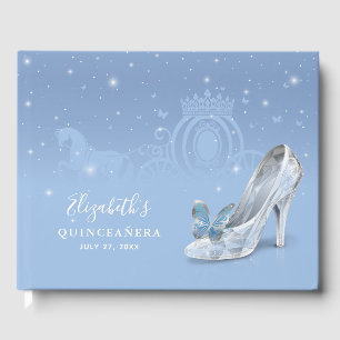 Livre D'or Fairytale Bleu Bleu Argent Cendrillon Quinceañera