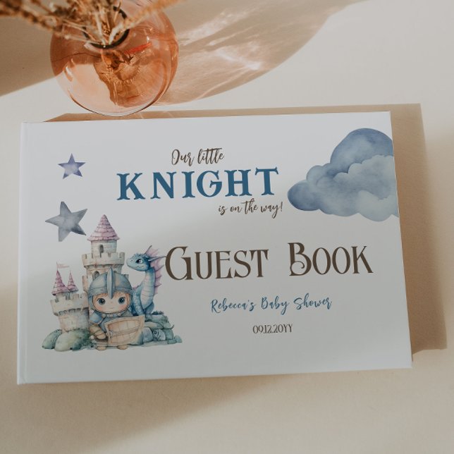 Livre D'or Fairytale Dreamy Dragon Blue Knight Baby shower (Créateur téléchargé)