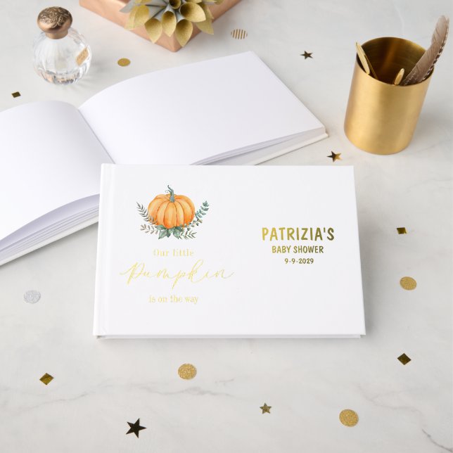 Livre D'or Fall Little Pumpkin  Baby Shower (Recto ouvert)