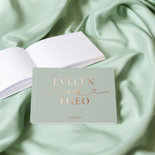Livre D'or Fancy Calligraphy Heart Blush Sage Green