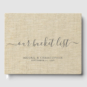 Livre D'or Faux Linen Notre Bucket List Couple Mariage
