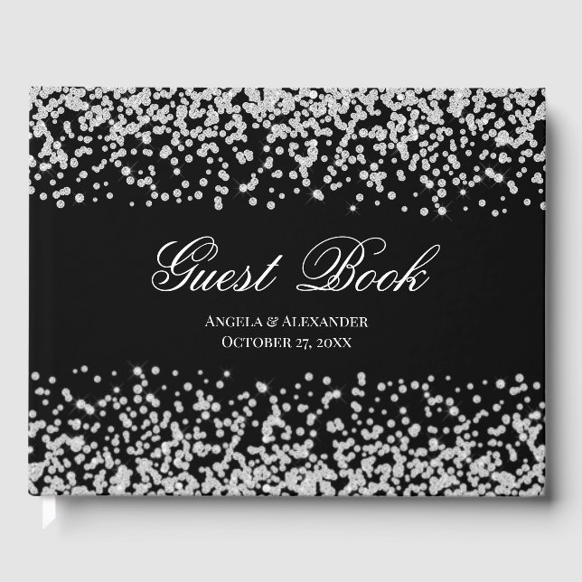 Livre D'or Faux Sparkly Diamond noir et blanc Personnalisé (Recto)