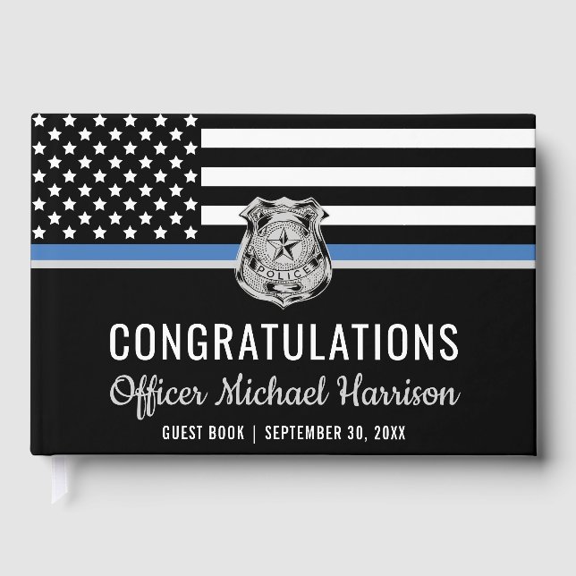 Livre D'or Félicitations à la Police Blue Line Flag (Recto)