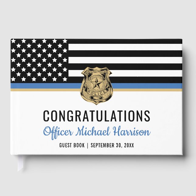 Livre D'or Félicitations à la Police Blue Line Flag (Recto)