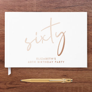 Livre D'or Fête d'anniversaire 60 ans Chic Script Rose Gold