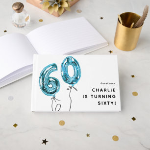 Livre D'or Fête d'anniversaire 60 ans Minimal Blue 60 Ballon