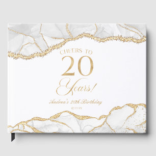 Livre D'or Fête d'anniversaire de 20 ans élégante en agate et