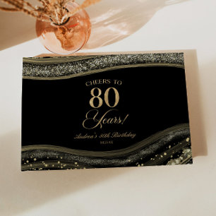 Livre D'or Fête d'anniversaire des 80 ans en Agate Noir Or Él