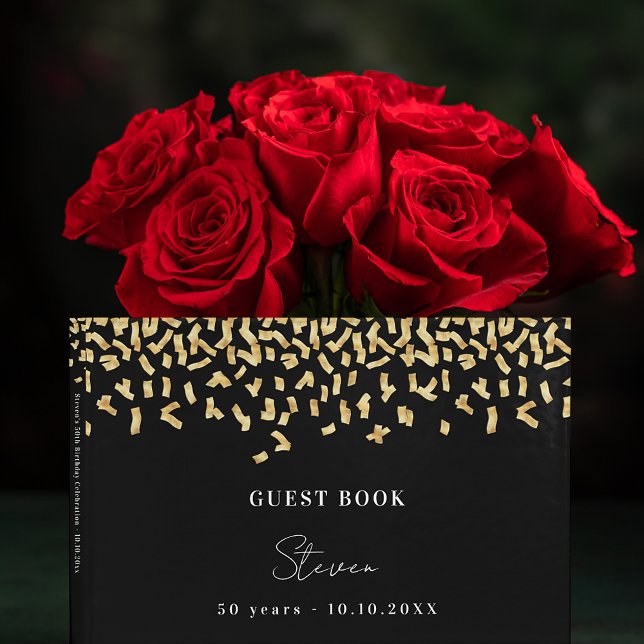 Livre D'or Fête d'anniversaire Noir confetti (Créateur téléchargé)