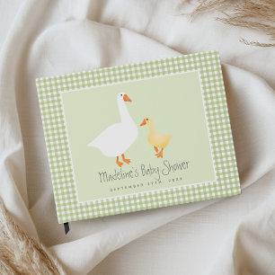 Livre D'or Fête de bébé mignonne en vert à carreaux neutre Si