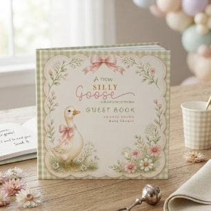 Livre D'or Fête de Bébé Rose Coquette Canard Silly Goose Vint