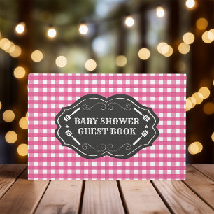Livre D'or Fête de bébé rustique Barbeque Q Rose Baby Shower