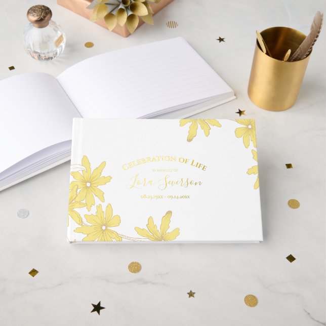 Livre D'or Fête de la vie des marguerites jaunes (Recto ouvert)