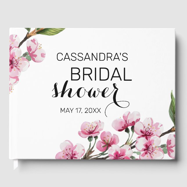 Livre D'or Fête de mariage avec verdure et fleurs de cerisier (Recto)