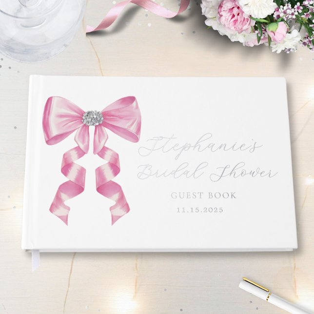 Livre D'or Fête de mariage Coquette Glamour avec Nœud Rose (Créateur téléchargé)