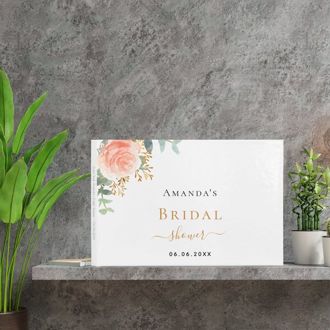 Livre D'or Fête de mariage rose gold rose poudré florales nom (Créateur téléchargé)
