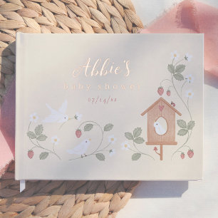 Livre D'or Fête de Naissance Fille Oiseaux & Baies Nicheuses