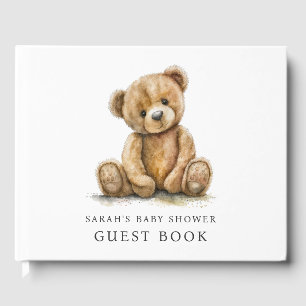 Livre D'or Fête de naissance ourson aquarelle