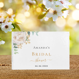Livre D'or Fête des mariées blanc fleuri eucalyptus nom