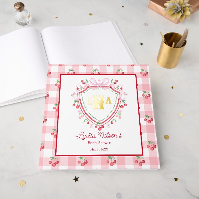 Livre D'or Fête des mariées Coquette Cherry Monogam (Recto ouvert)