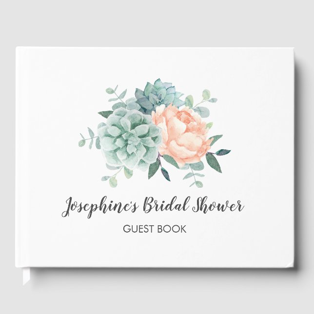 Livre D'or Fête des mariées d'aquarelle florale de pivoine su (Recto)