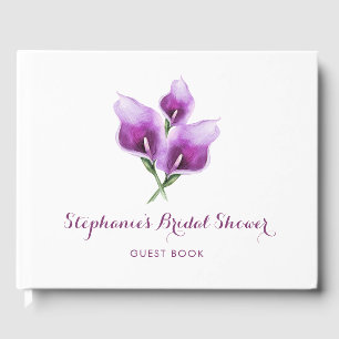 Livre D'or Fête des mariées d'aquarelle florale violette Call