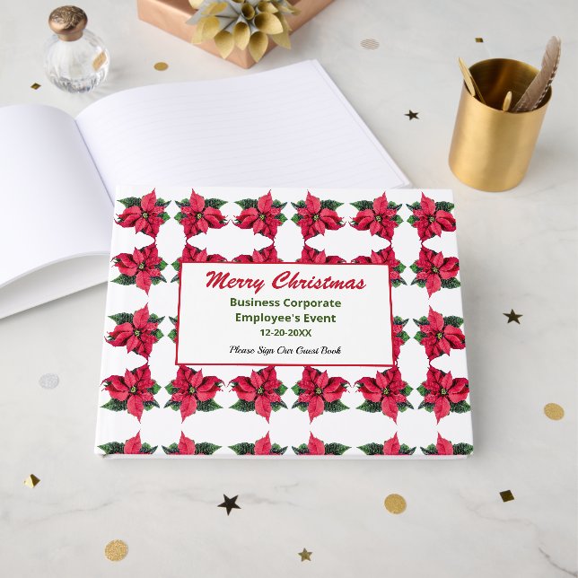 Livre D'or Fêtes de Noël d'affaires Joyeux Personnalisé (Recto ouvert)