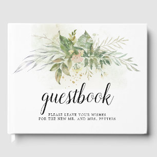 Livre D'or Feuille botanique rose Mariage floral