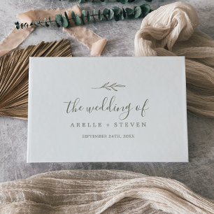 Livre D'or Feuille minimale   Olive Green Monogram Back Maria