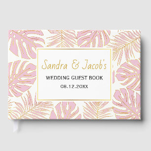 Livre D'or Feuille moderne Tropical rose et or mariage