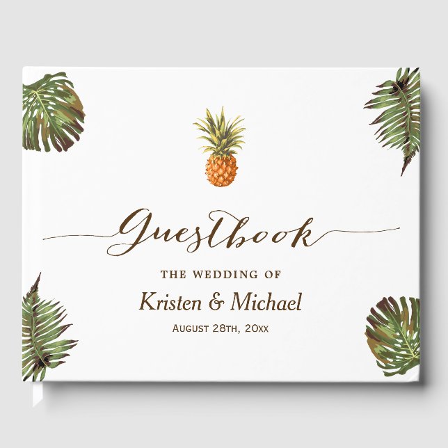 Livre D'or Feuille tropicale ananas Mariage (Recto)