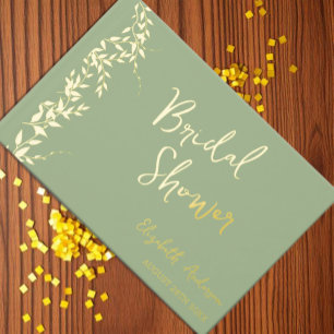 Livre D'or Feuilles Botaniques Vert Sauge Enterrement de Vie
