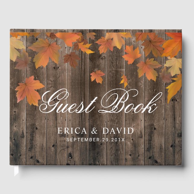 Livre D'or Feuilles d'automne Rustic Barne Mariage de automne (Recto)