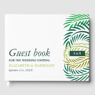 Livre D'or Feuilles de palmiers tropicaux, Mariage de plage