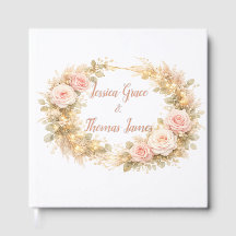 Livre d'or Feuilles de Roses Rose Tendre