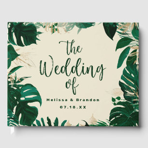 Livre D'or Feuilles de verdure tropicale moderne avec Mariage