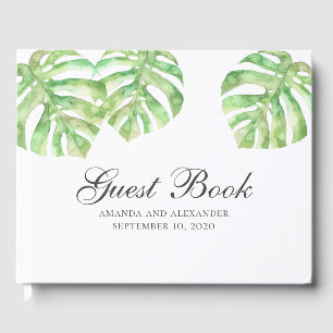 Livre D'or Feuilles verts exotiques. Mariage tropical d'été