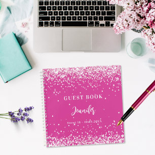 Livre d'or fille parties scintillant rose chaud