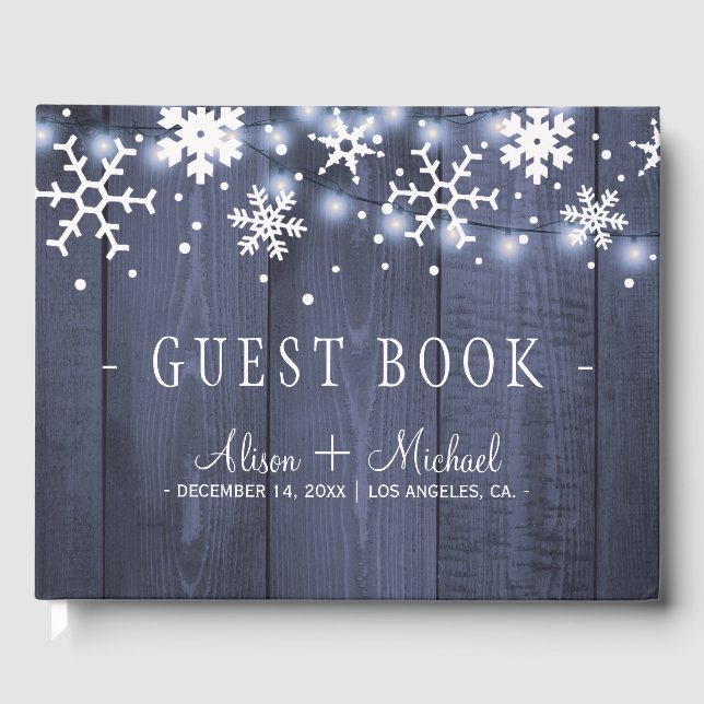 Livre D'or Flammes de neige rustique hiver mariage (Recto)