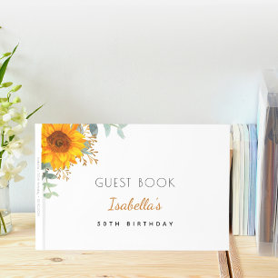 Livre D'or Fleur de soleil d'anniversaire eucalyptus nom blan