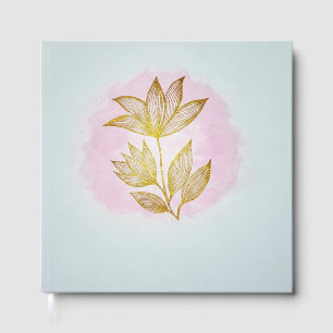 Livre D'or Fleur dorée de luxe rose aquarelle 