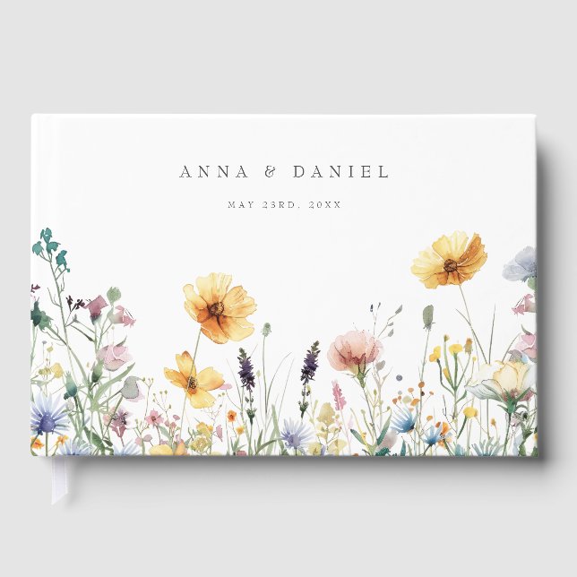 Livre D'or Fleur sauvage d'aquarelle Mariage de printemps (Recto)